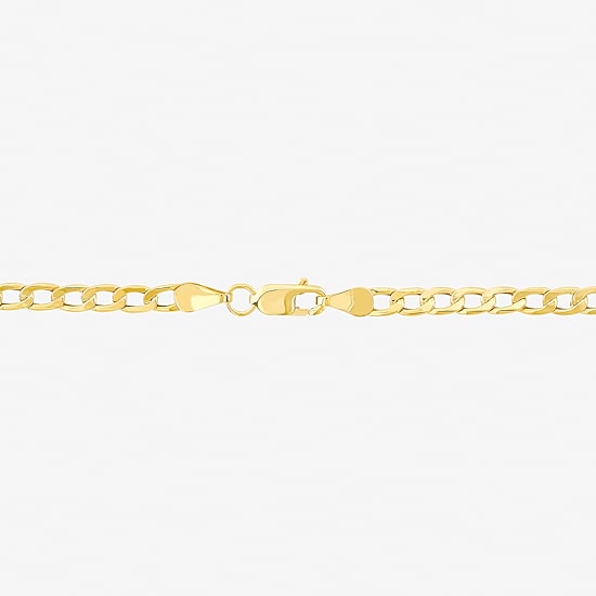 Made in Italy Unisex Adult 10K Gold 7.5 Inch Hollow Curb Chain Bracelet