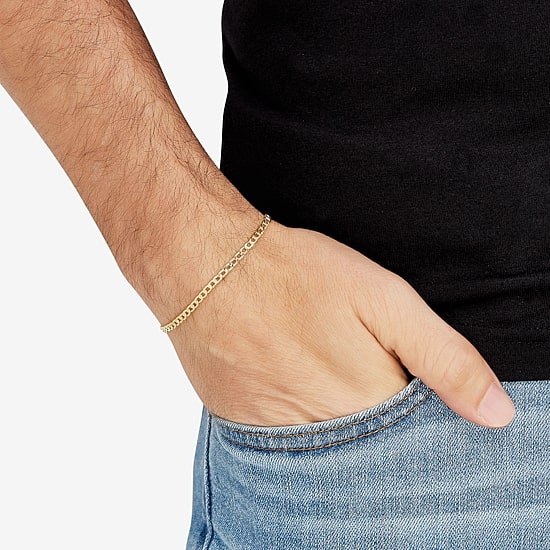 Made in Italy Unisex Adult 10K Gold 7.5 Inch Hollow Curb Chain Bracelet