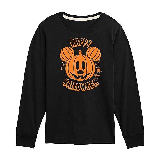 Disney Collection Little & Big Kid Boys Crew Neck Long Sleeve Regular Fit Mickey Mouse Graphic T-Shirt