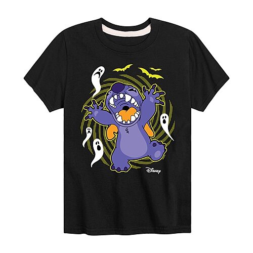Disney Collection Little & Big Kid Boys Crew Neck Short Sleeve Regular Fit Lilo & Stitch Graphic T-Shirt, X-large, Black
