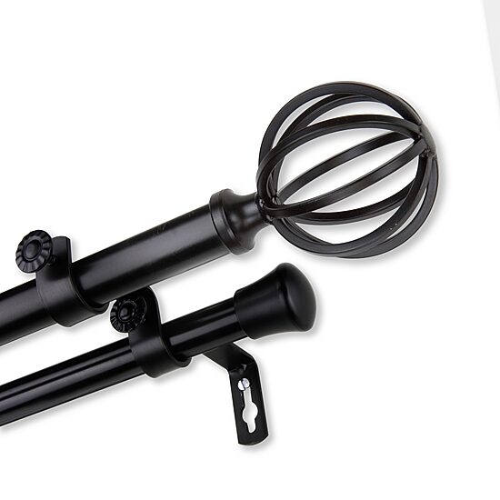 Rod Desyne Double 13/16" Adjustable Curtain Rod with Cage Finials