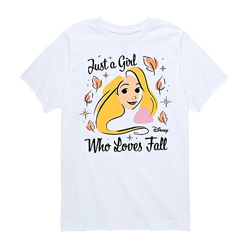 Disney Collection Little & Big Kid Girls Crew Neck Short Sleeve Regular Fit Princess Rapunzel Graphic T-Shirt, X-large, White