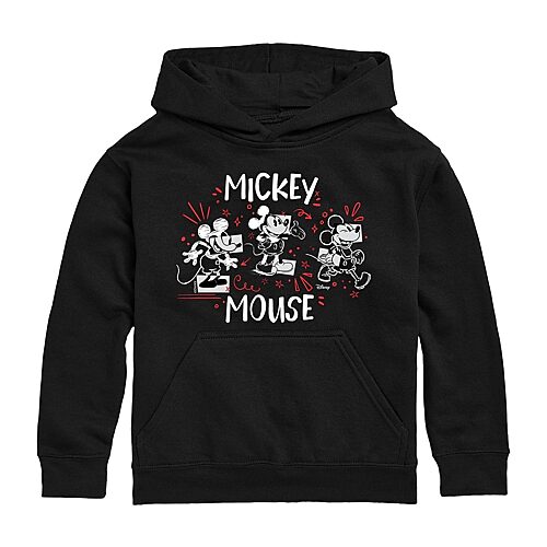 Disney Collection Little & Big Kid Boys Long Sleeve Mickey Mouse Fleece Hoodie, X-large, Black