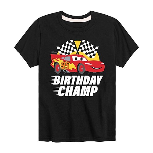 Disney Collection Little & Big Kid Boys Crew Neck Short Sleeve Regular Fit Cars Graphic T-Shirt, X-large, Black
