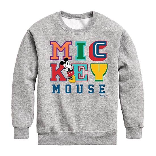 Disney Collection Little & Big Kid Boys Crew Neck Fleece Long Sleeve Mickey Mouse Sweatshirt