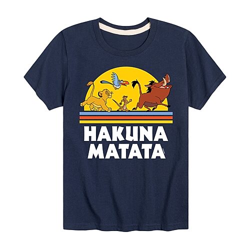 Disney Collection Little & Big Kid Boys Crew Neck Short Sleeve Regular Fit The Lion King Graphic T-Shirt, X-large, Blue