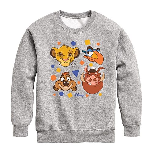 Disney Collection Little & Big Kid Unisex Crew Neck Fleece Long Sleeve The Lion King Sweatshirt, X-large, Gray