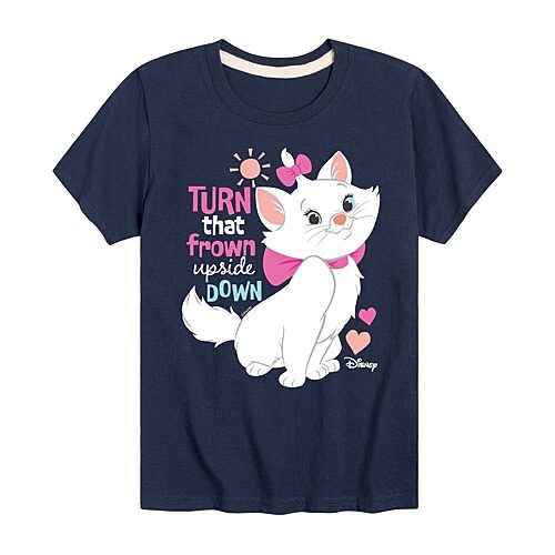 Disney Collection Little & Big Kid Girls Crew Neck Short Sleeve Regular Fit Marie The Aristocats Graphic T-Shirt, X-large, Blue