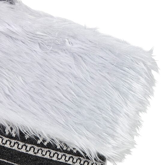 19'' Gray and White Reindeer and Snowflake Knit Christmas Stocking with Faux Fur Cuff