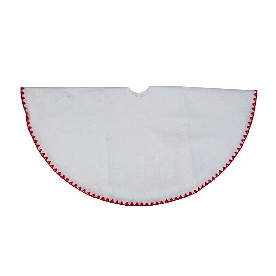 26'' White and Red Shell Stitching Mini Christmas Tree Skirt