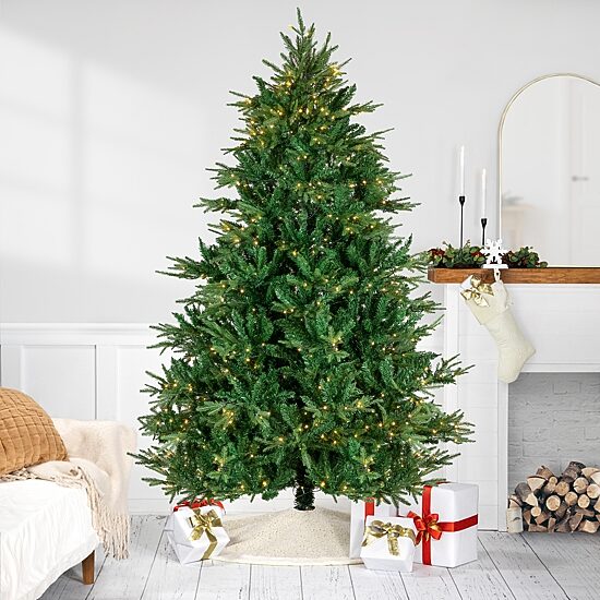6.5' Pre-Lit Juniper Pine Artificial Christmas Tree  Warm White LED Lights