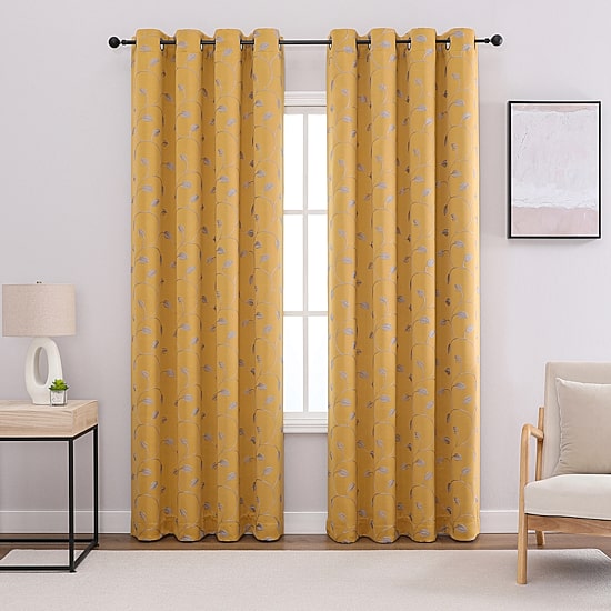 Aurora Grommet Top Embroidered Blackout Single Curtain Panel