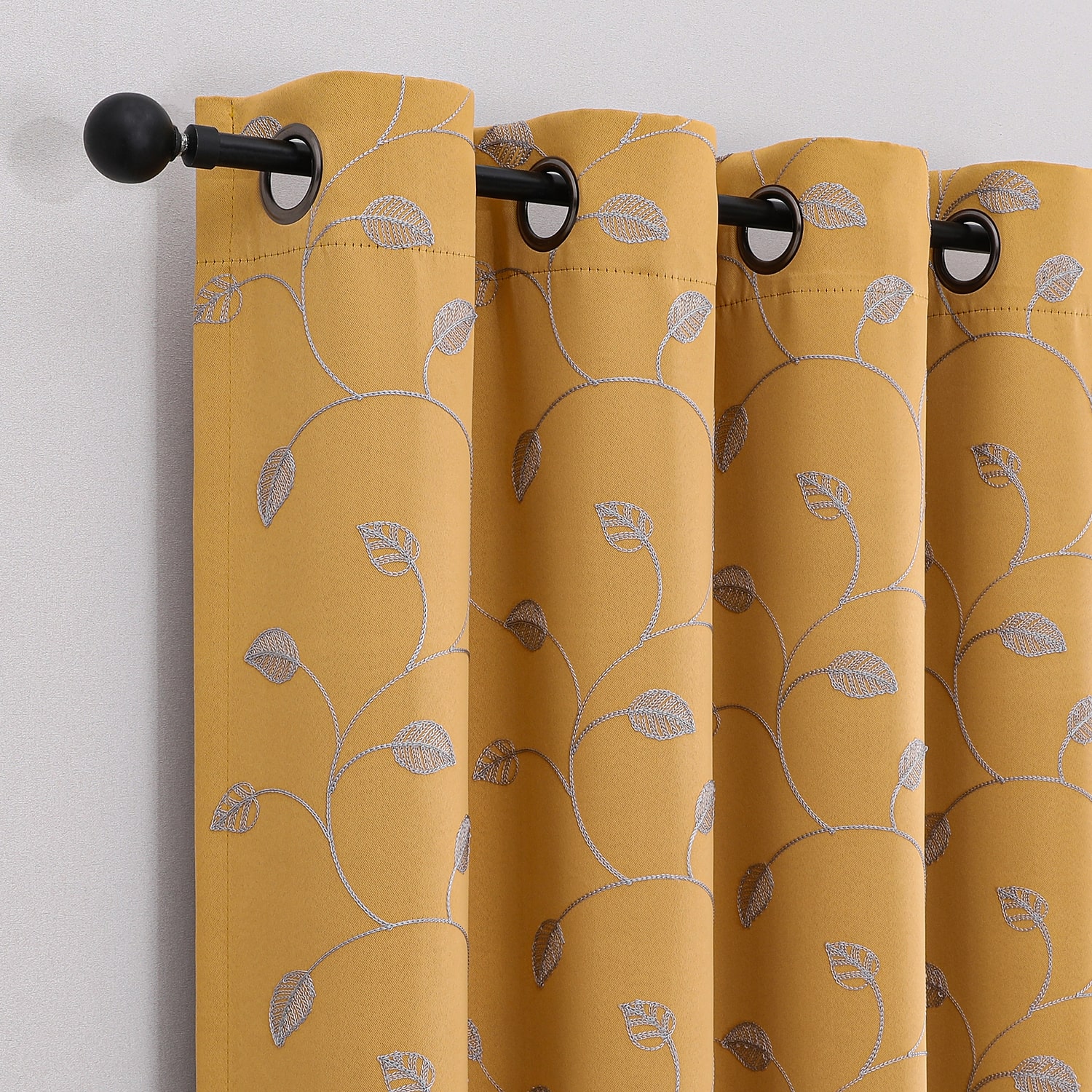 Aurora Grommet Top Embroidered Blackout Single Curtain Panel