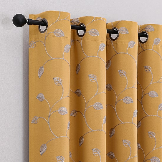 Aurora Grommet Top Embroidered Blackout Single Curtain Panel