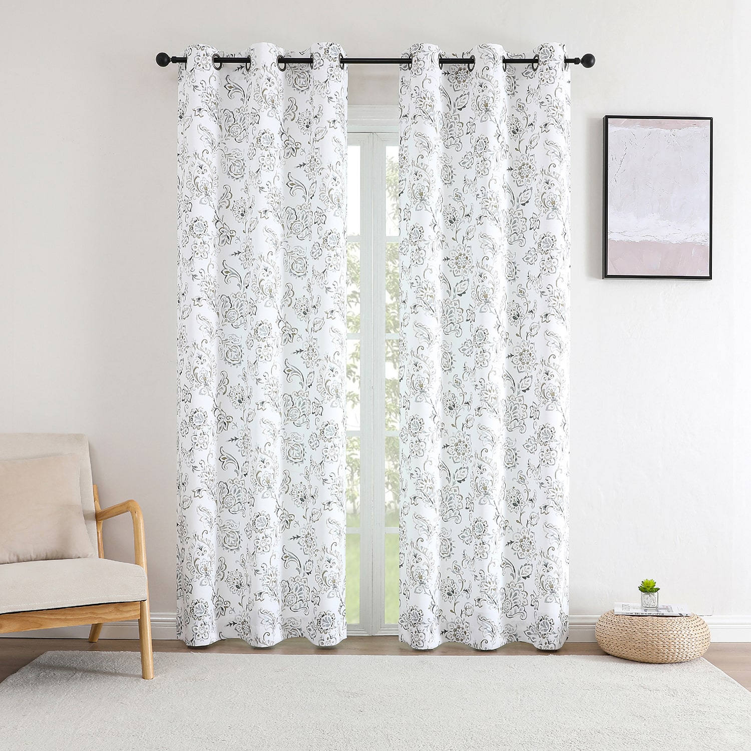 Regal Home Kelvis Printed Grommet Top Energy Saving Blackout Set of 2 Curtain Panel