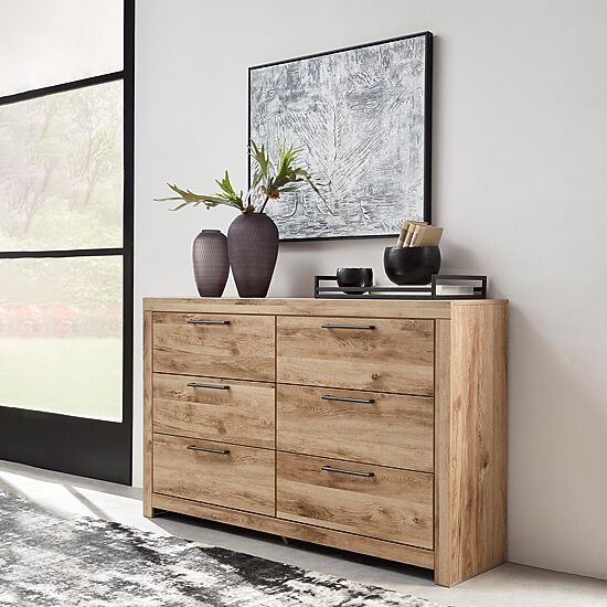 Signature Design by Ashley Hyanna 42" Bedroom Dresser Mirror in Tan Brown