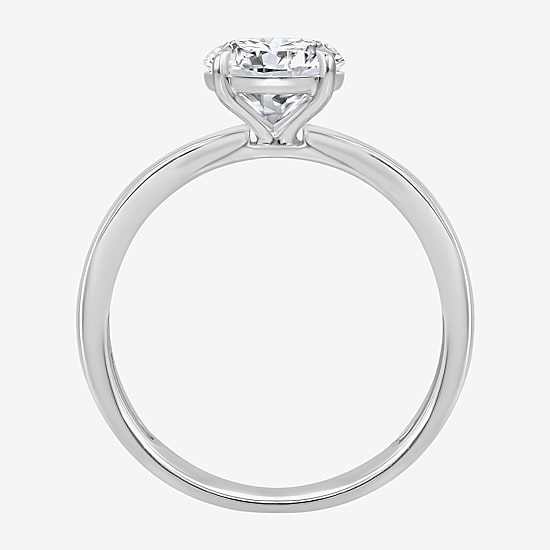 (I / Si2) Womens 2 CT. T.W. Lab Grown White Diamond Sterling Silver Round Side Stone Engagement Ring