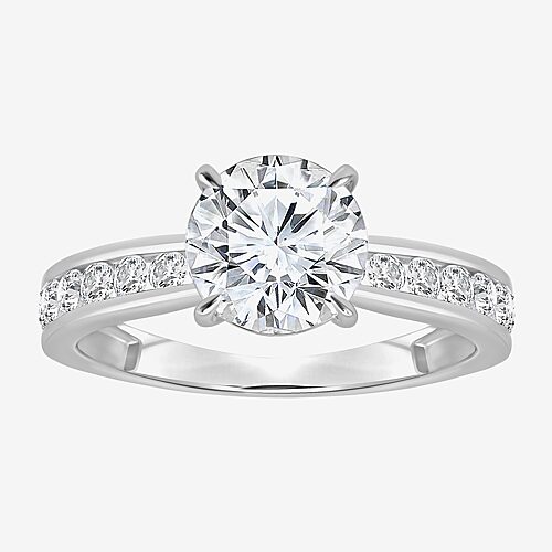 Modern Bride (i / Si2) Womens 2 Ct. T.w. Lab Grown White Diamond Round Side Stone Engagement Ring