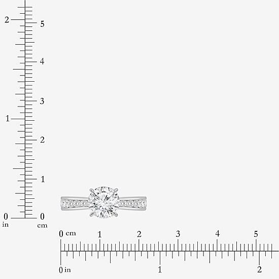(I / Si2) Womens 2 CT. T.W. Lab Grown White Diamond Sterling Silver Round Side Stone Engagement Ring