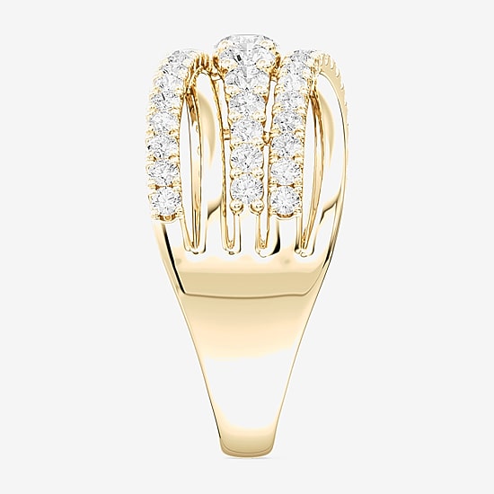 (F / Si2) Womens 3MM 1 CT. T.W. Lab Grown White Diamond 14K Gold Over Silver Band
