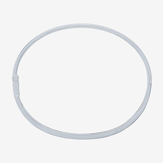 (G-H / Si2-I1) Womens 1/10 CT. T.W. Lab Grown White Diamond Pure Silver Over Brass Bangle Bracelet