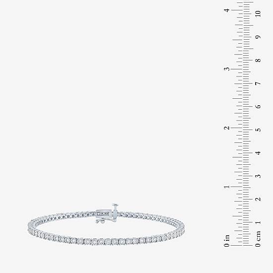 (G-H / Si2-I1) Womens 1/2 CT. T.W. Lab Grown White Diamond Pure Silver Over Brass 7.25 Inch Tennis Bracelet