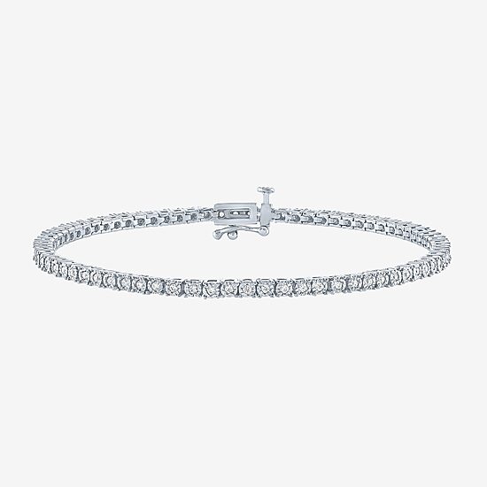 (G-H / Si2-I1) Womens 1/2 CT. T.W. Lab Grown White Diamond Pure Silver Over Brass 7.25 Inch Tennis Bracelet