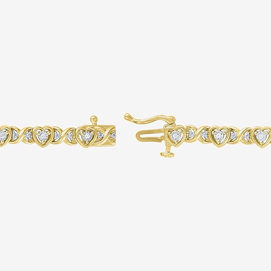 (G-H / Si2-I1) Womens 1/10 CT. T.W. Lab Grown White Diamond 14K Gold Over Brass 7.25 Inch Tennis Bracelet