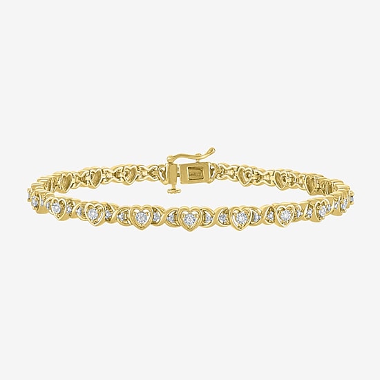 (G-H / Si2-I1) Womens 1/10 CT. T.W. Lab Grown White Diamond 14K Gold Over Brass 7.25 Inch Tennis Bracelet