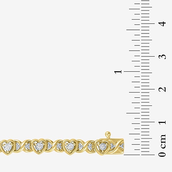 (G-H / Si2-I1) Womens 1/10 CT. T.W. Lab Grown White Diamond 14K Gold Over Brass 7.25 Inch Tennis Bracelet