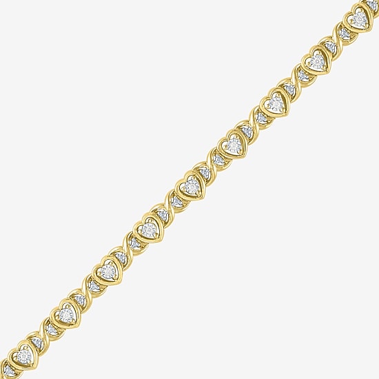 (G-H / Si2-I1) Womens 1/10 CT. T.W. Lab Grown White Diamond 14K Gold Over Brass 7.25 Inch Tennis Bracelet