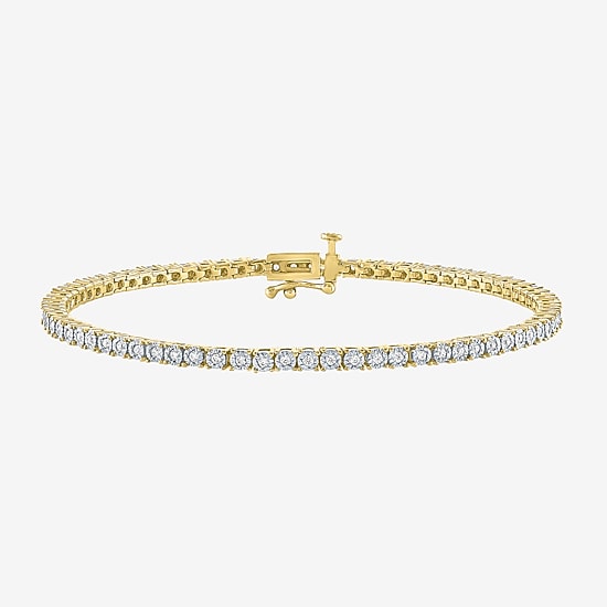 (G-H / Si2-I1) Womens 1/2 CT. T.W. Lab Grown White Diamond 14K Gold Over Brass 7.25 Inch Tennis Bracelet