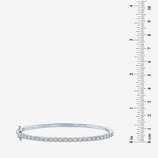 (G-H / Si2-I1) Womens 1/4 CT. T.W. Lab Grown White Diamond Pure Silver Over Brass Bangle Bracelet