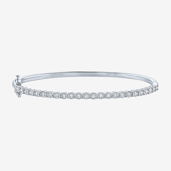 (G-H / Si2-I1) Womens 1/4 CT. T.W. Lab Grown White Diamond Pure Silver Over Brass Bangle Bracelet