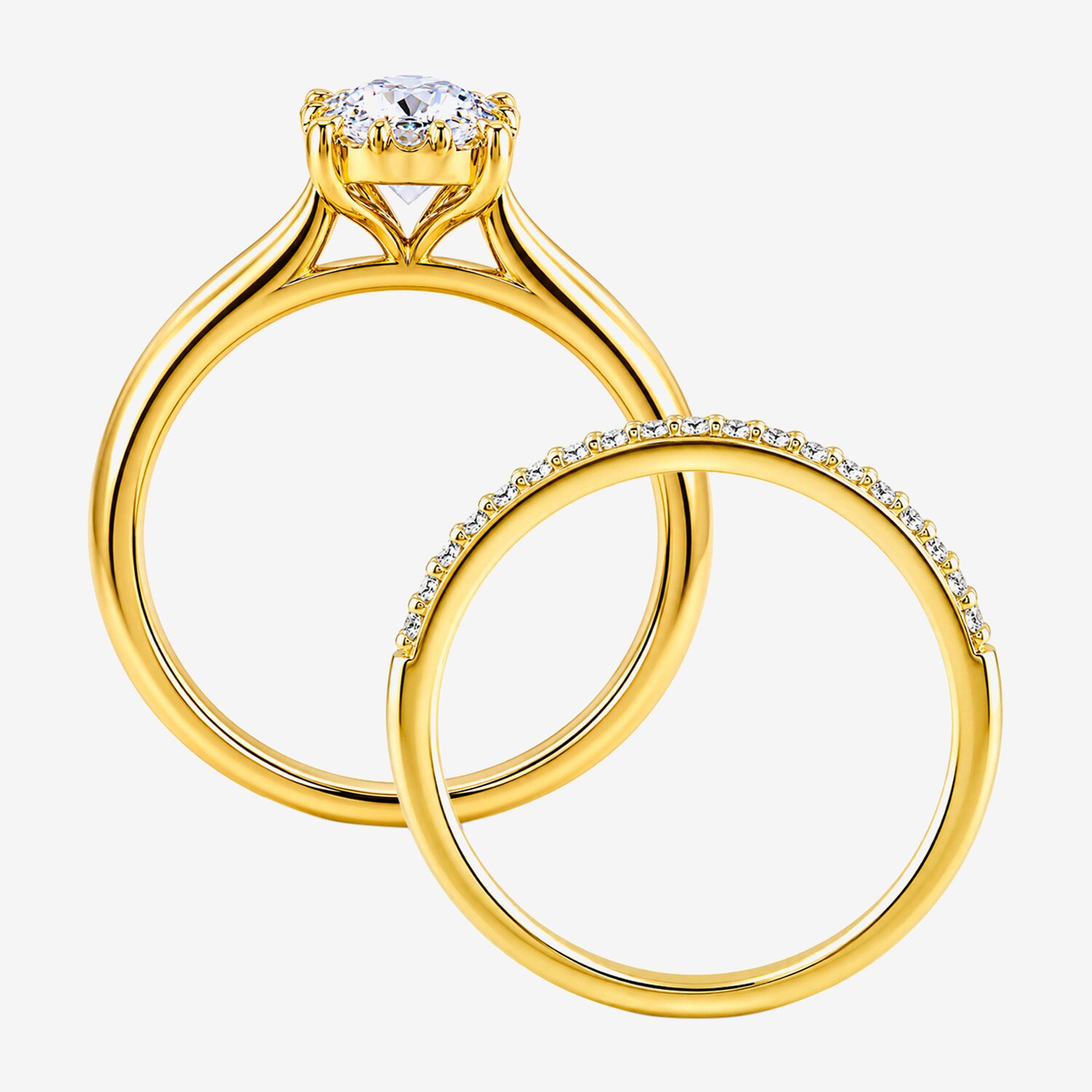 Surrounded by Love (H / I1-I2) Womens 1/2 CT. T.W. Lab Grown White Diamond Sterling Silver Round Halo Bridal Set