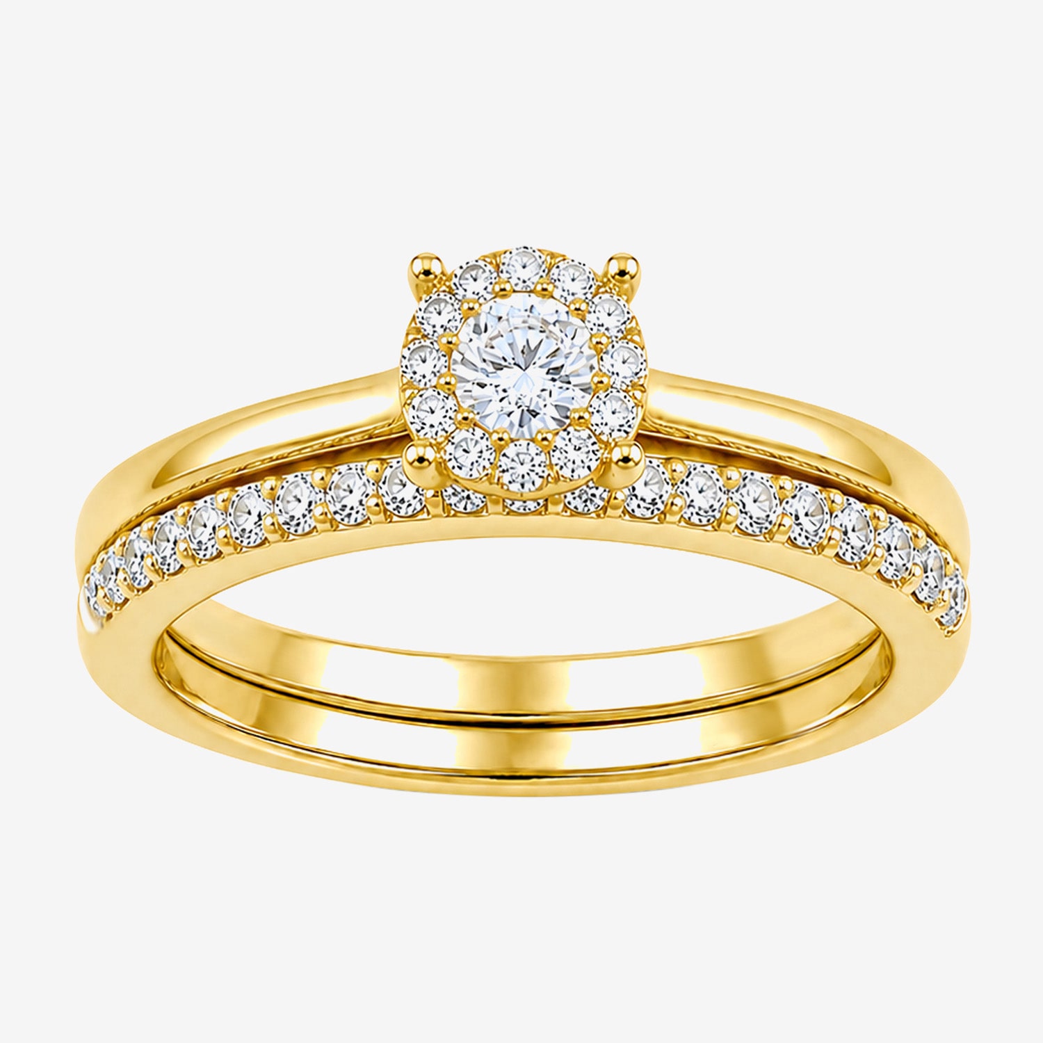 Surrounded by Love (H / I1-I2) Womens 1/2 CT. T.W. Lab Grown White Diamond Sterling Silver Round Halo Bridal Set