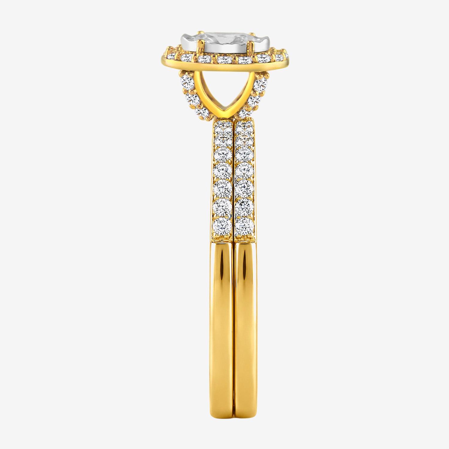 (H / I1-I2) Womens 5/8 CT. T.W. Lab Grown White Diamond 14K Gold Over Silver Oval Side Stone Bridal Set
