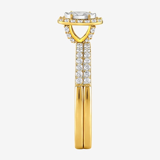 Surrounded by Love (H / I1-I2) Womens 5/8 CT. T.W. Lab Grown White Diamond 14K Gold Over Silver Oval Side Stone Bridal Set