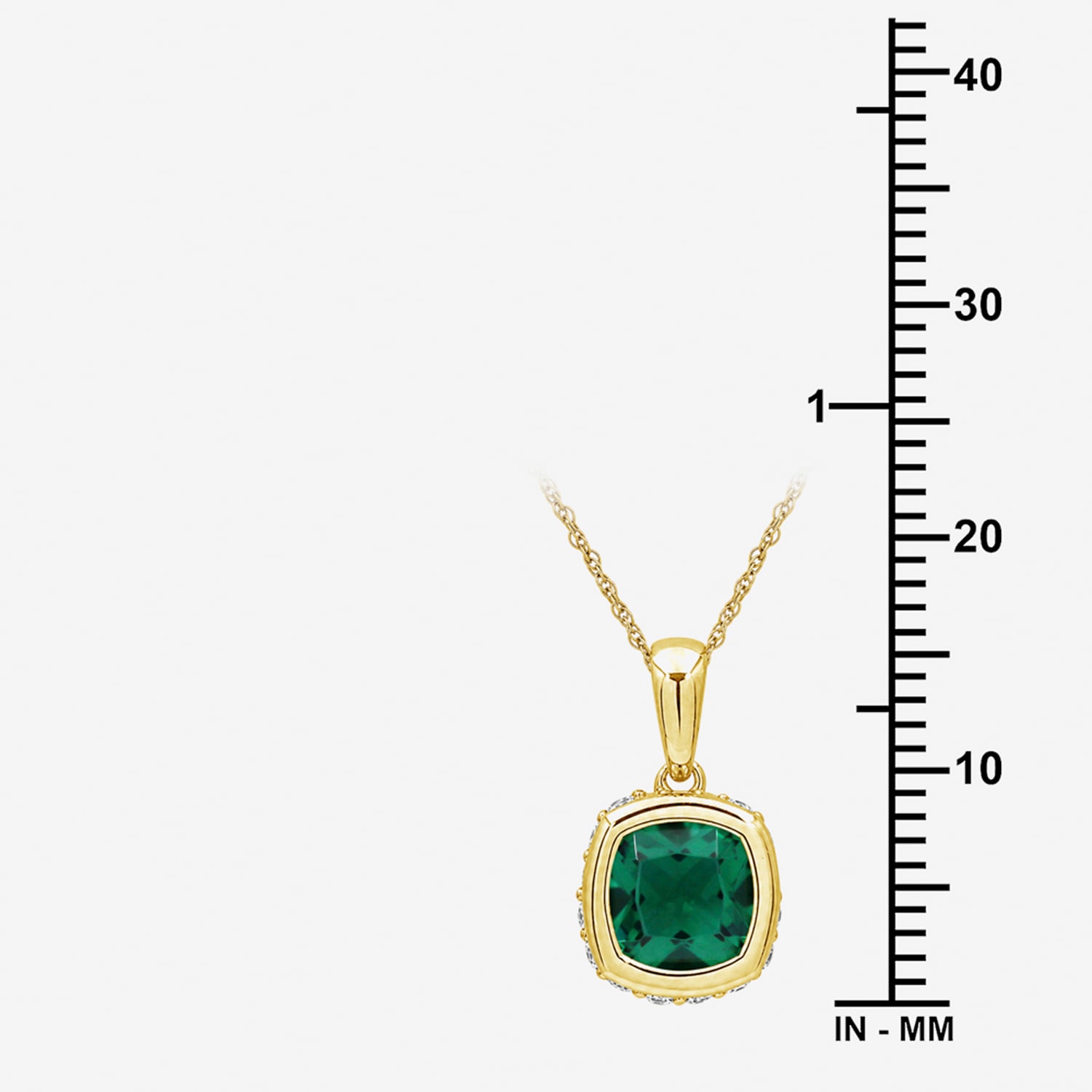 Womens Simulated Green Emerald 14K Gold Over Silver Square Pendant