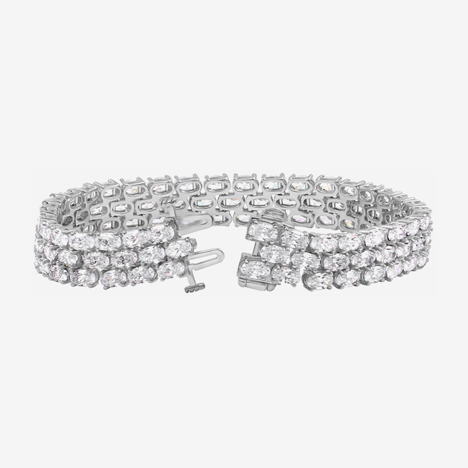 Womens Lab Created White Sapphire Sterling Silver Tennis Bracelet