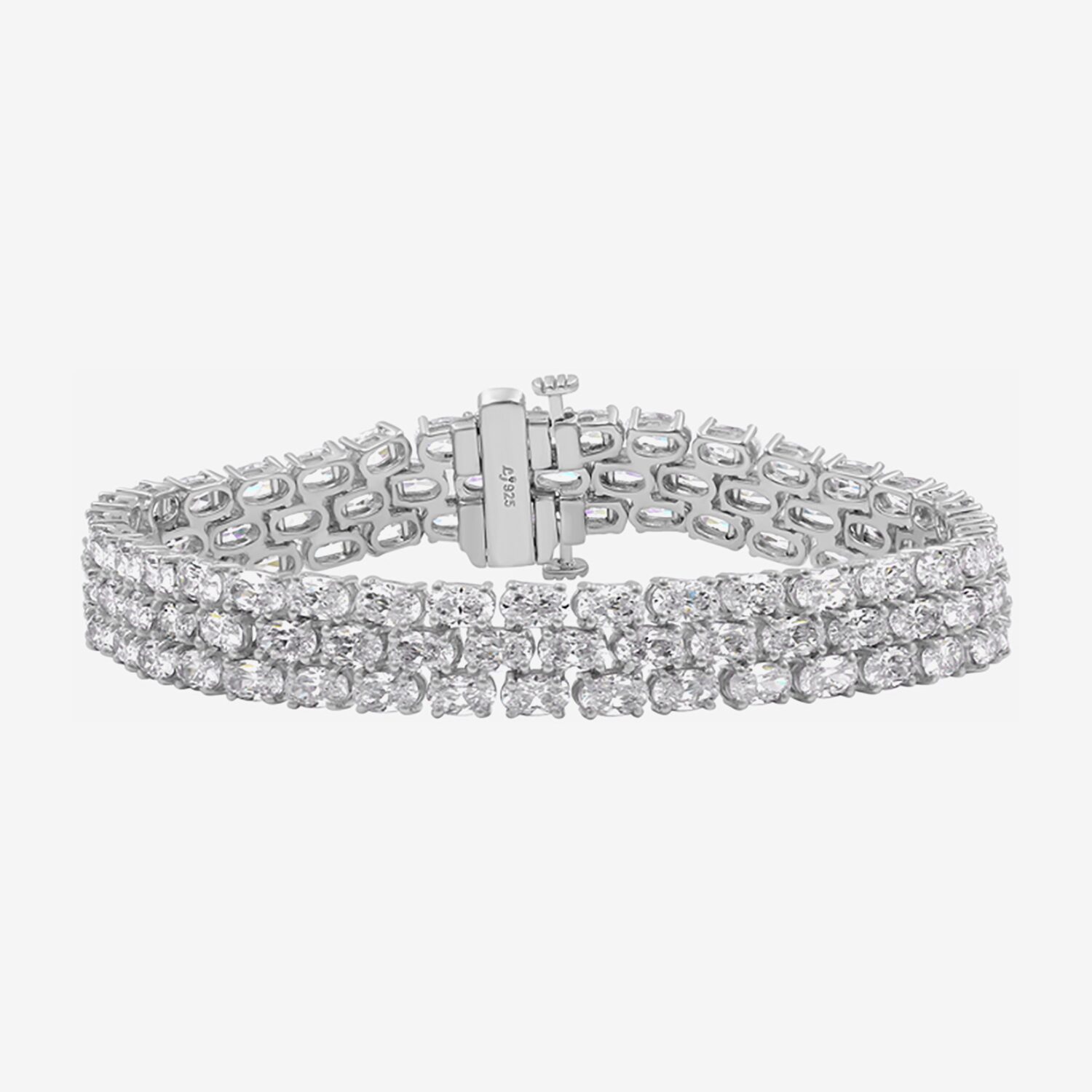 Womens Lab Created White Sapphire Sterling Silver Tennis Bracelet