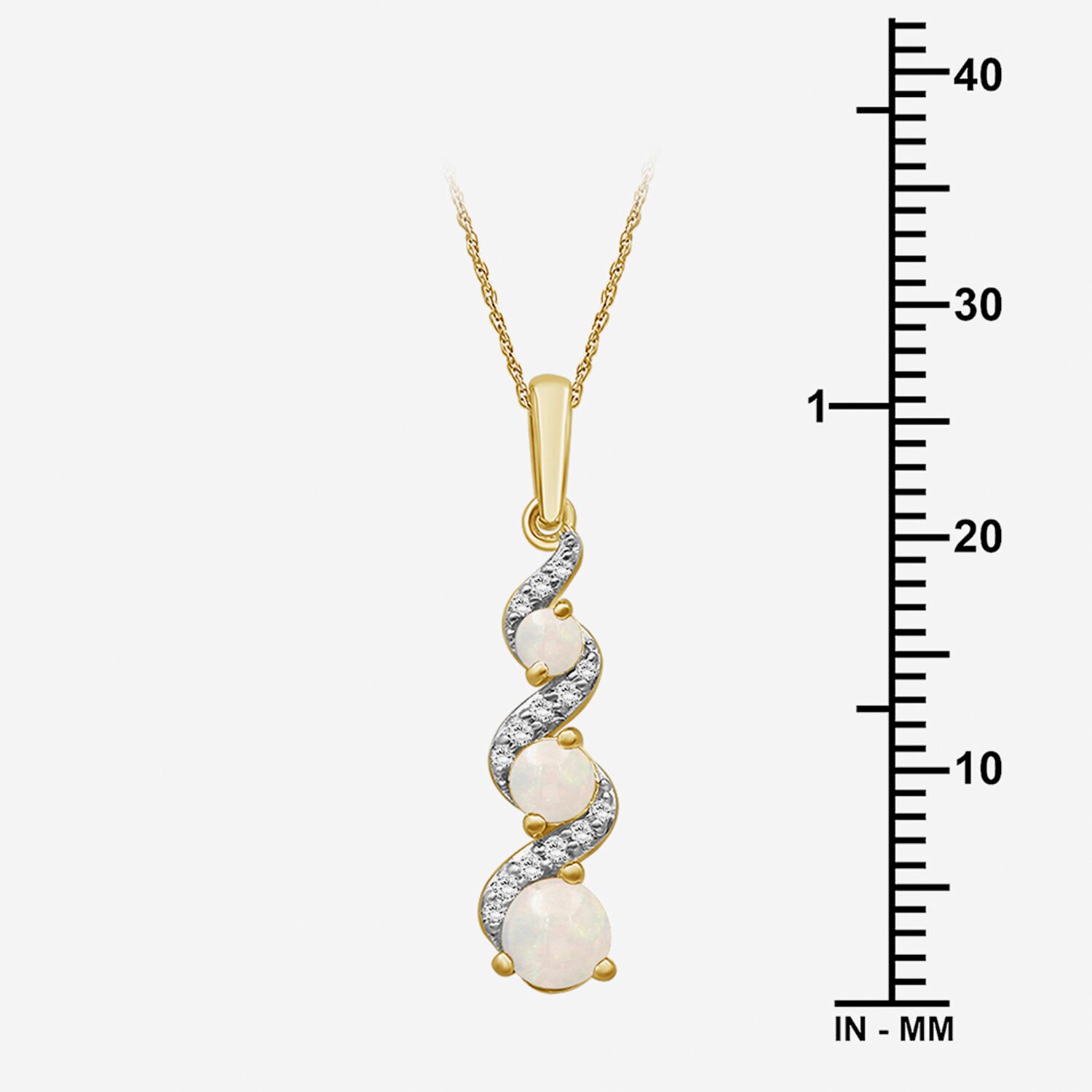 Womens Diamond Accent Genuine White Opal 10K Gold Pendant