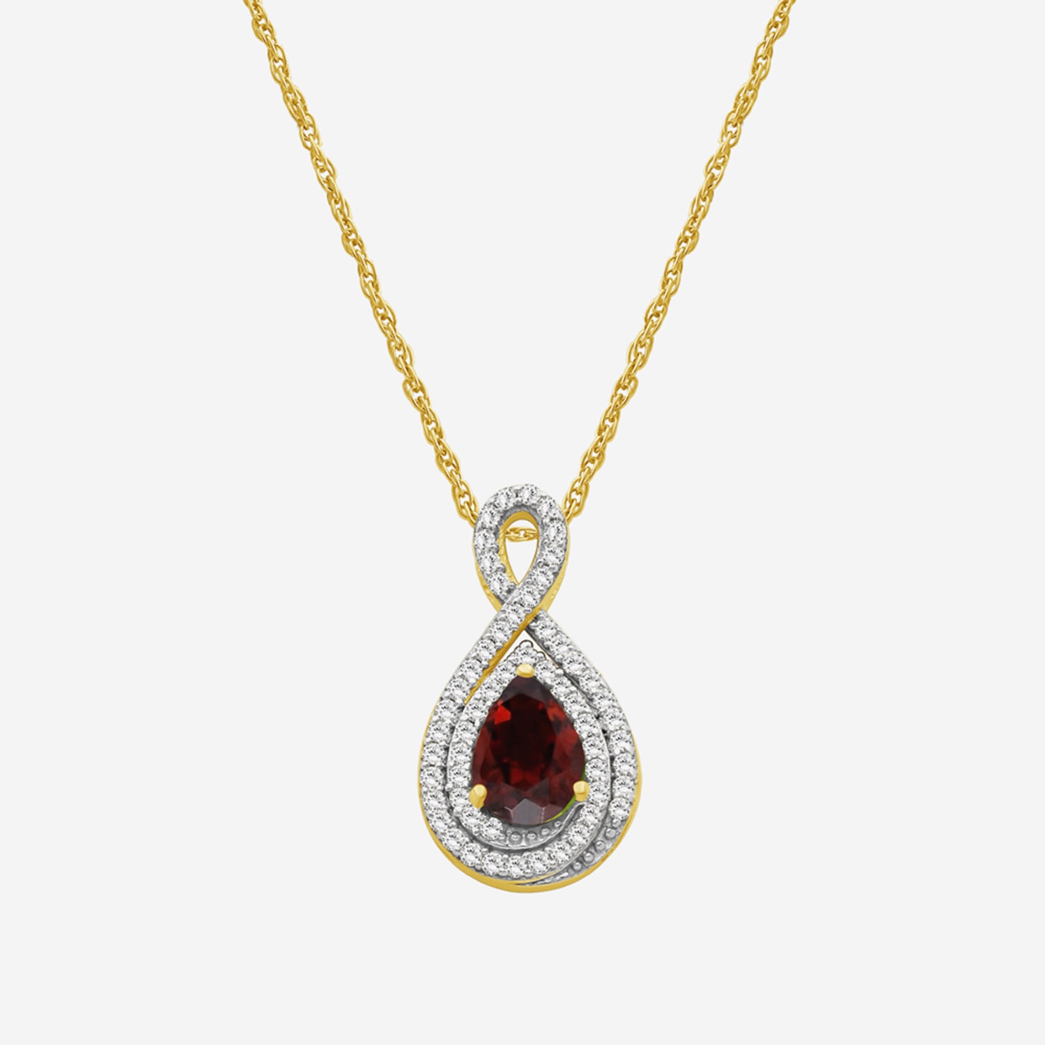 Womens 1/6 CT. T.W. Genuine Red Garnet 10K Gold Pear Pendant