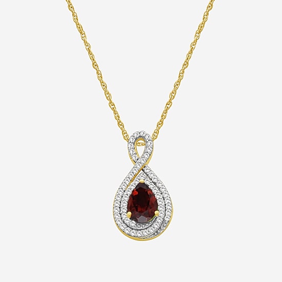 Womens 1/6 CT. T.W. Genuine Gemstone 10K Gold Pear Pendant