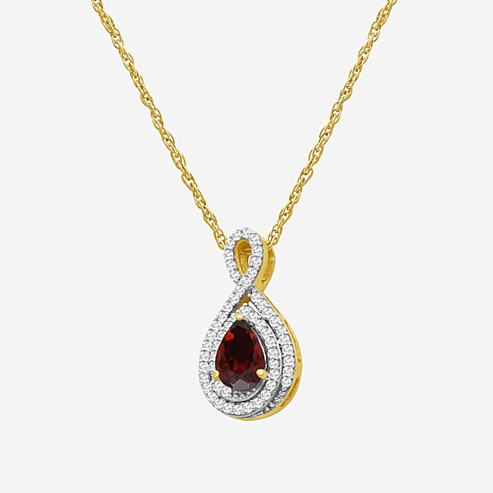 Womens 1/6 CT. T.W. Genuine Gemstone 10K Gold Pear Pendant