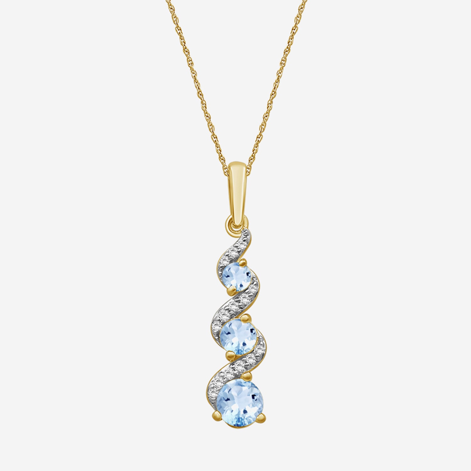 Womens Diamond Accent Genuine Blue Topaz 10K Gold Pendant
