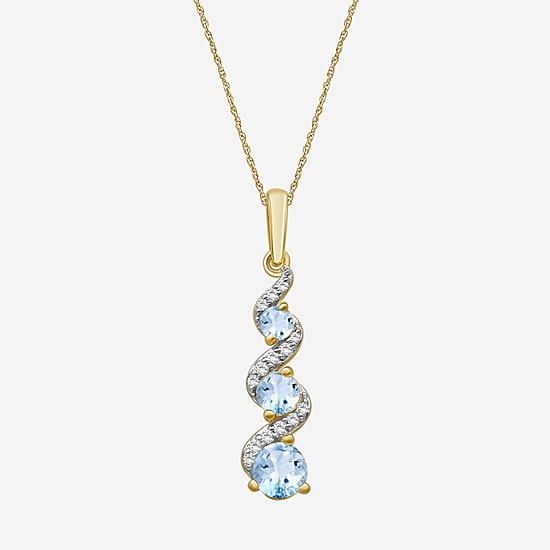Womens Diamond Accent Genuine Gemstone 10K Gold Pendant