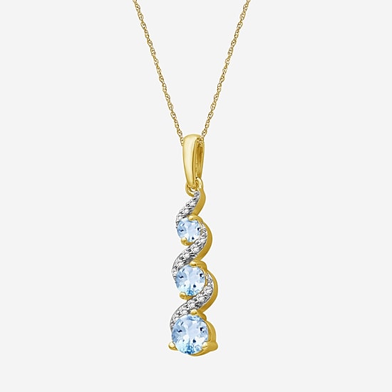 Womens Diamond Accent Genuine Gemstone 10K Gold Pendant