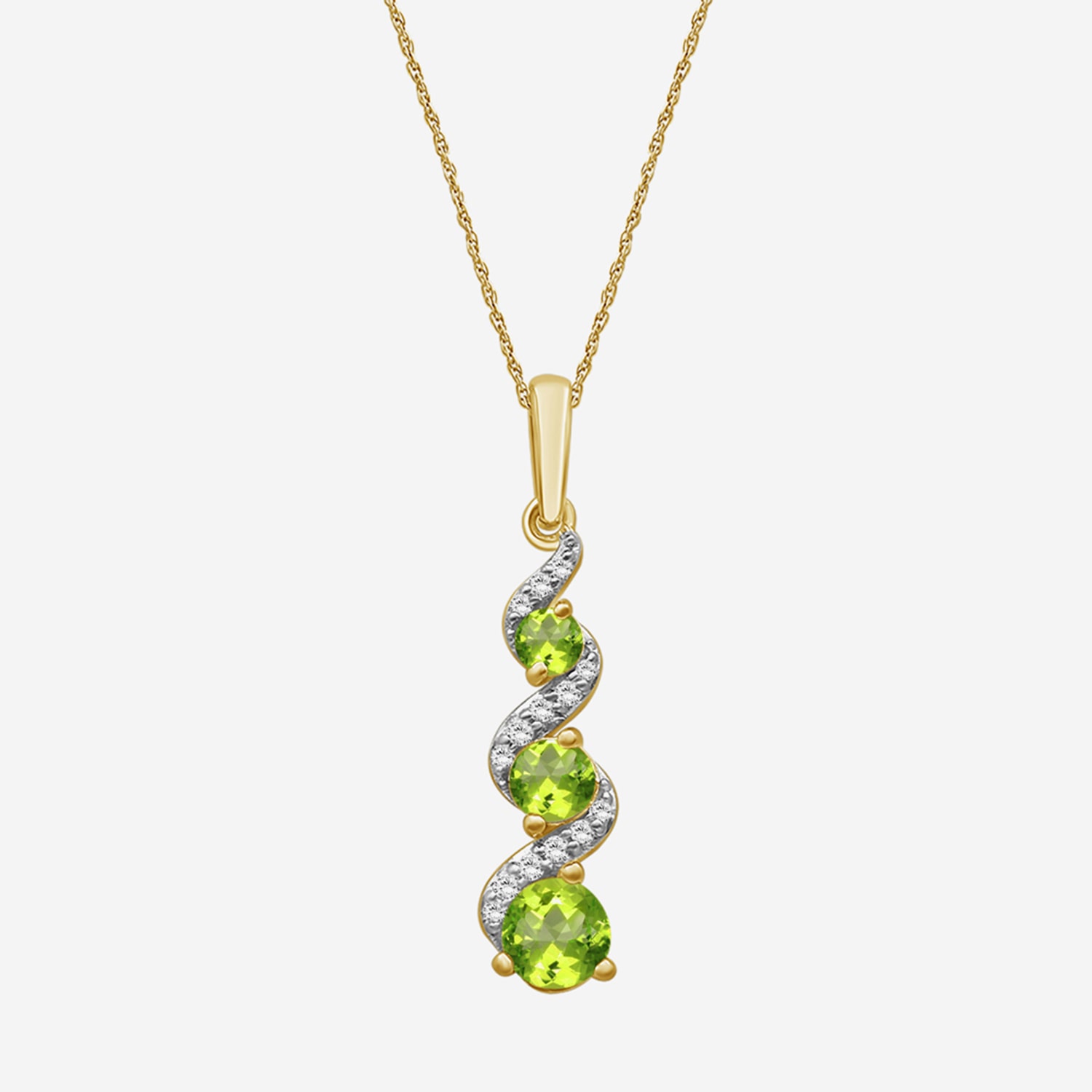 Womens Diamond Accent Genuine Green Peridot 10K Gold Pendant