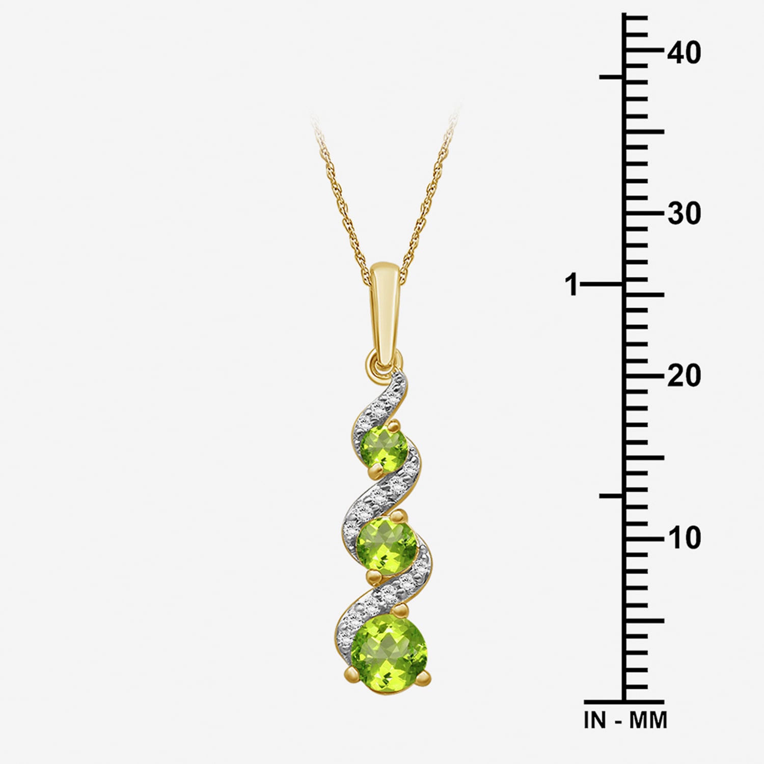 Womens Diamond Accent Genuine Green Peridot 10K Gold Pendant